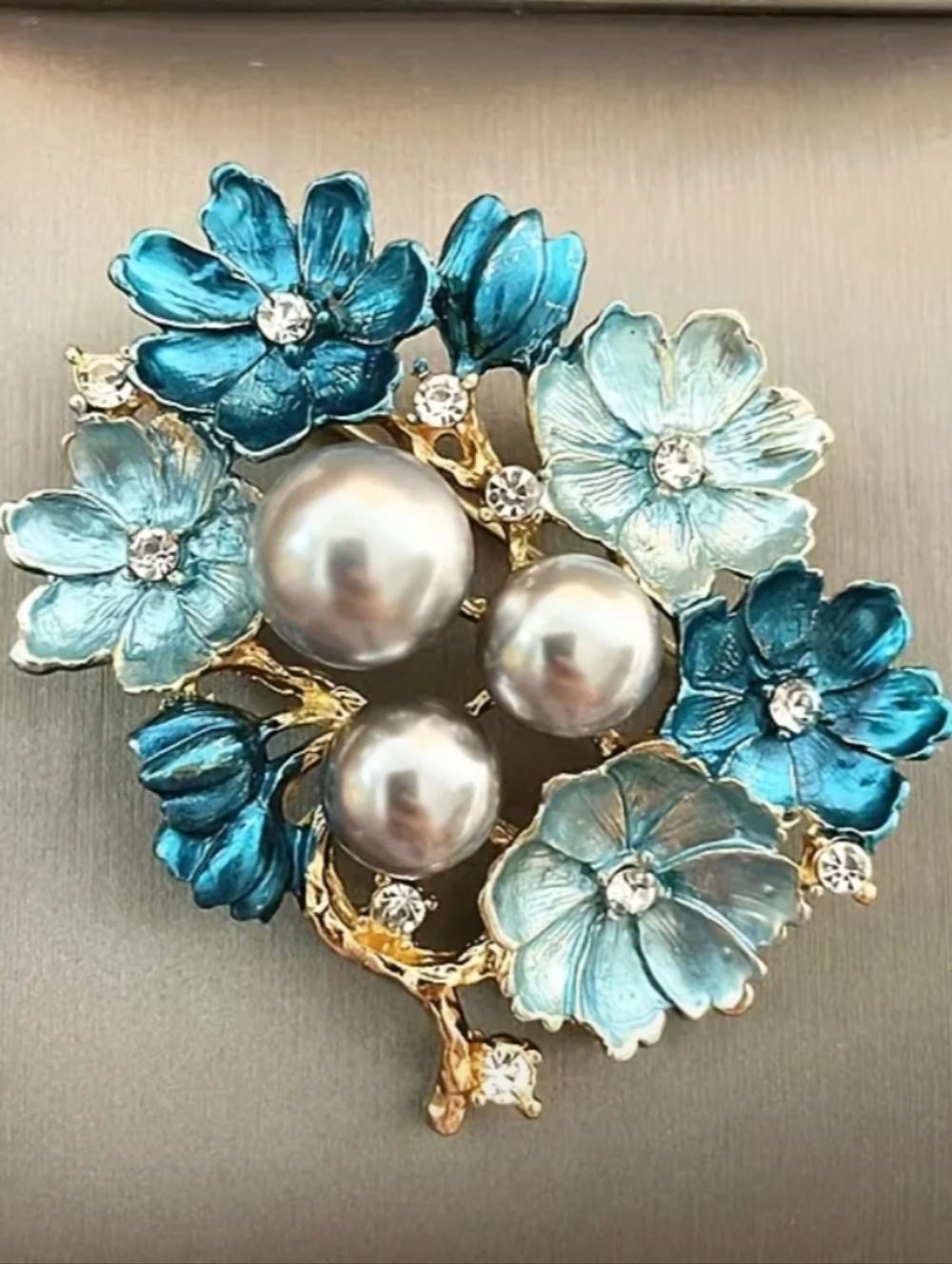🆕 Blue, Turquoise, Silver Brooch